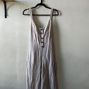 White and Tan Striped Jumpsuit